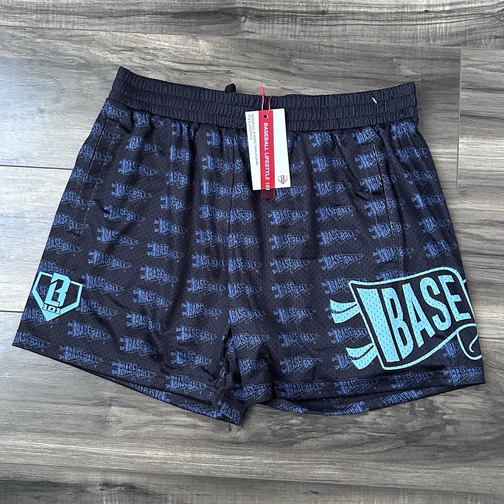 BL101 Baseball Lifestyle 101 Pennant Athletic Shorts Mens Size Medium New